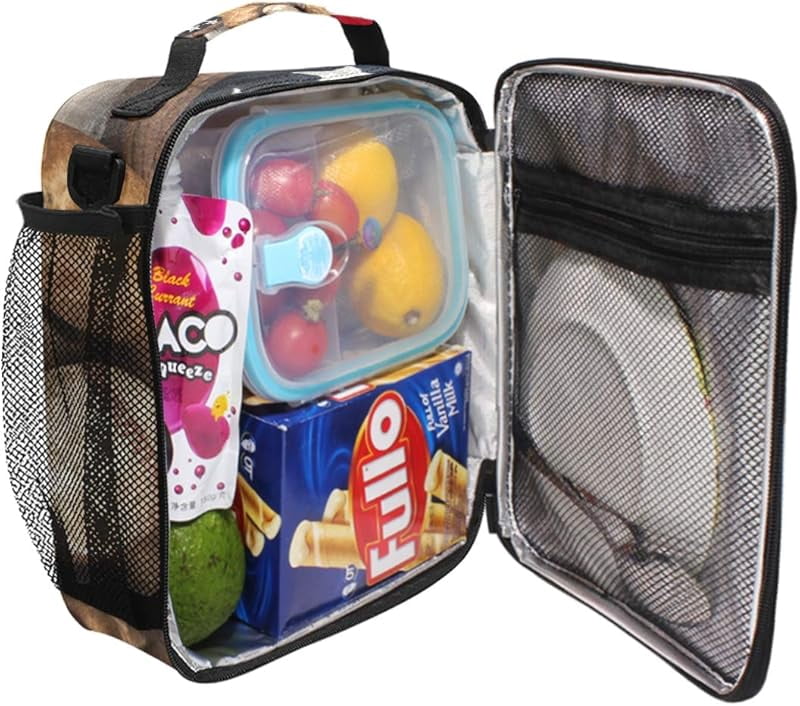 Lunch Box Bag Vintage Ball Baseball American Flag Lunchbox Insulated Thermal Cooler Ice Adjustable Shoulder Strap for Women Men
