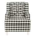 thumbnail image 2 of HomePop Wood and Cotton Plaid Pattern Kid's Tufted Wingback Chair in Black, 2 of 9