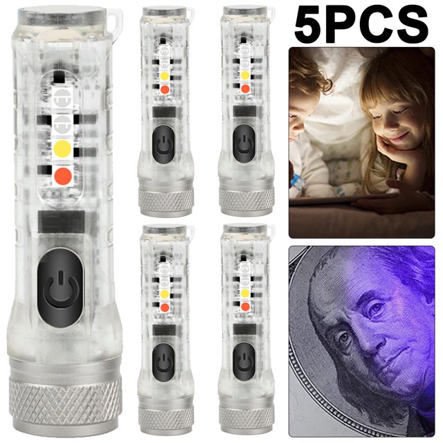 Mini Llavero Antorcha Con Hebilla Linterna Recargable Por USB (fluorescente) 5 Uds.