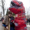 thumbnail image 4 of Disfraz inflable de dinosaurio Piamif para adultos, T-Rex, cosplay rojo, 4 of 9