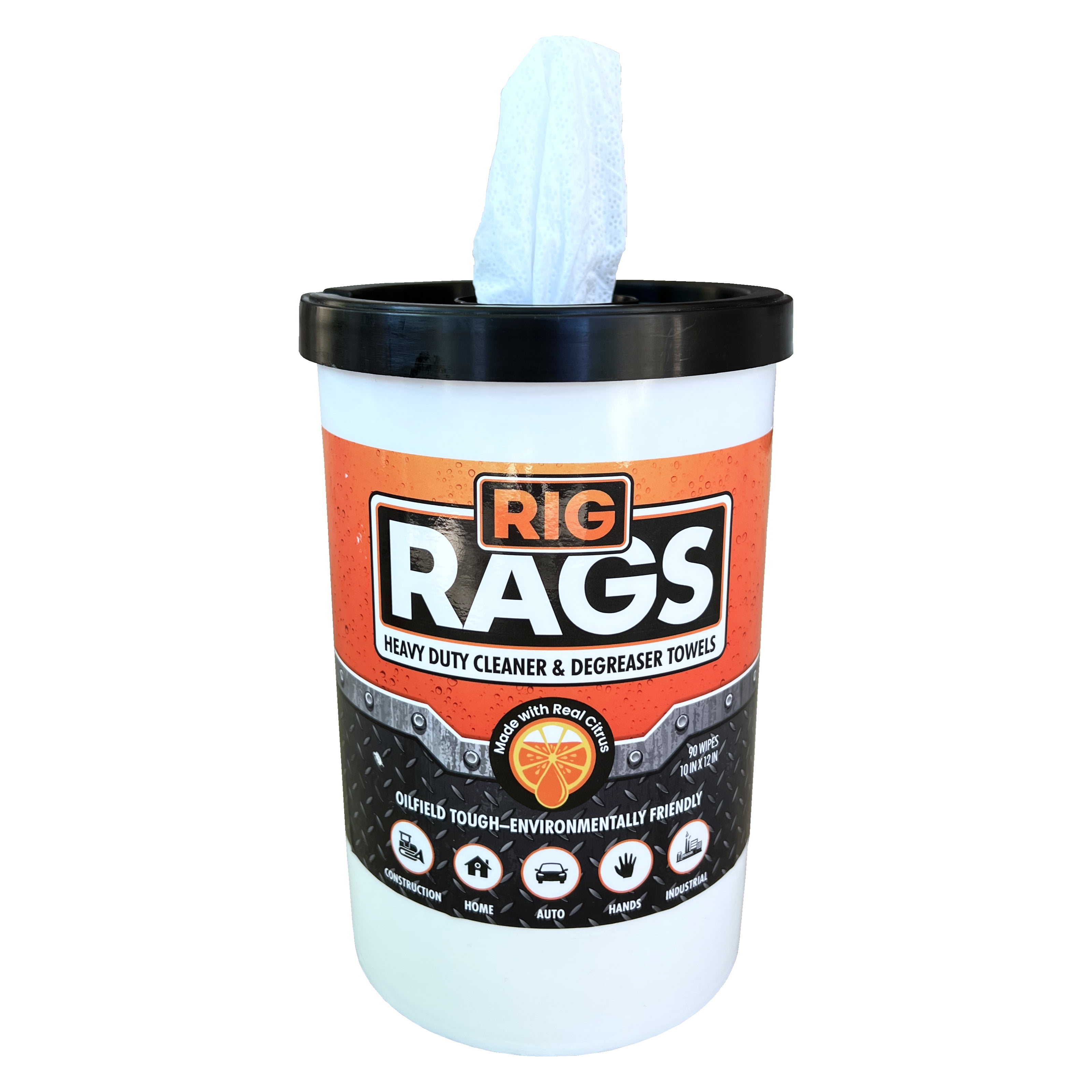 Flotek Rig Rags Industrial Strength Degreaser Cleaner Wipes w/ Citrus