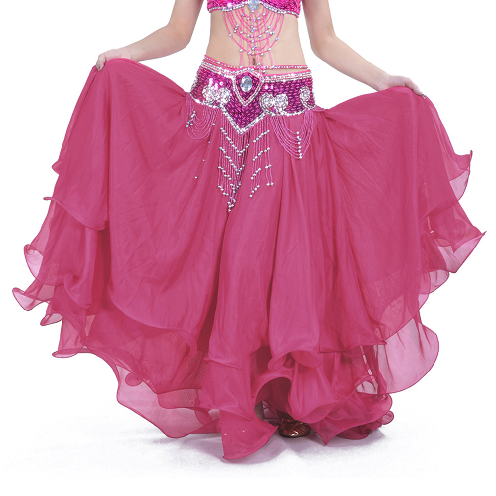 TMS Satin Flamenco Skirt – Belly Dance Tribal Gypsy Tiered Full Ruffle, Women’s, Made In India