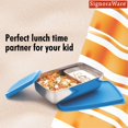 thumbnail image 3 of Stainless Steel Compact Small Steel Lunch Box - Blue, 150ml+550ml | Two Compartments With Airtight Lid - Leak Resistant, Microwave Safe, 3 of 4