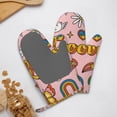 thumbnail image 4 of Zufioo Retro 70s Hippie Print Silicone Anti-Scalding Gloves, Kitchen Hanging Rope Gloves, Kitchen Utensils Suitable for Barbecue, Baking, Cooking, 4 of 6