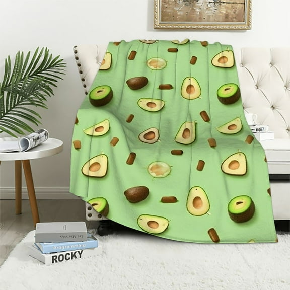 ARISTURING  Avocado Blanket Cute Cartoon Avocado Toast Throw Blanket Avocado in Fitness Throws Avocado Stuff Gifts for Women