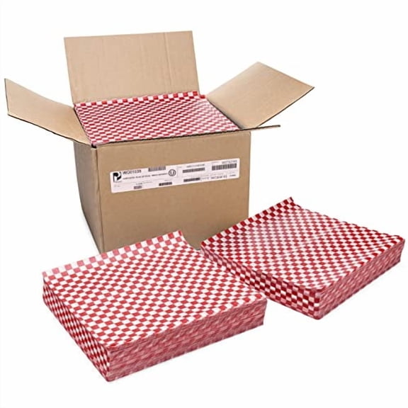 Paterson Paper 5000 Count Red Checkers Grease-Resistant Deli Sandwich Wrap Paper Sheets/Basket Liners (Case of 5000)