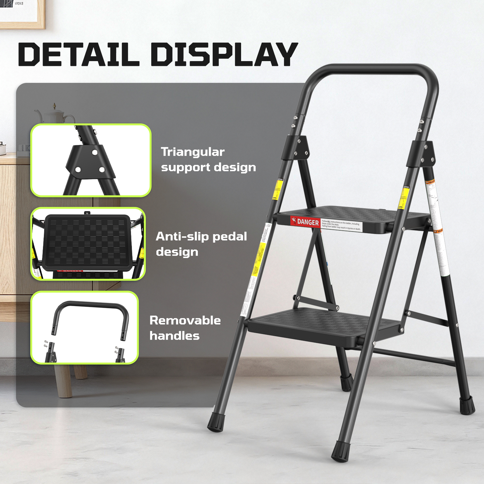 LevLad 2-Step Steel Ladder with Anti-Slip Pedal photo 3