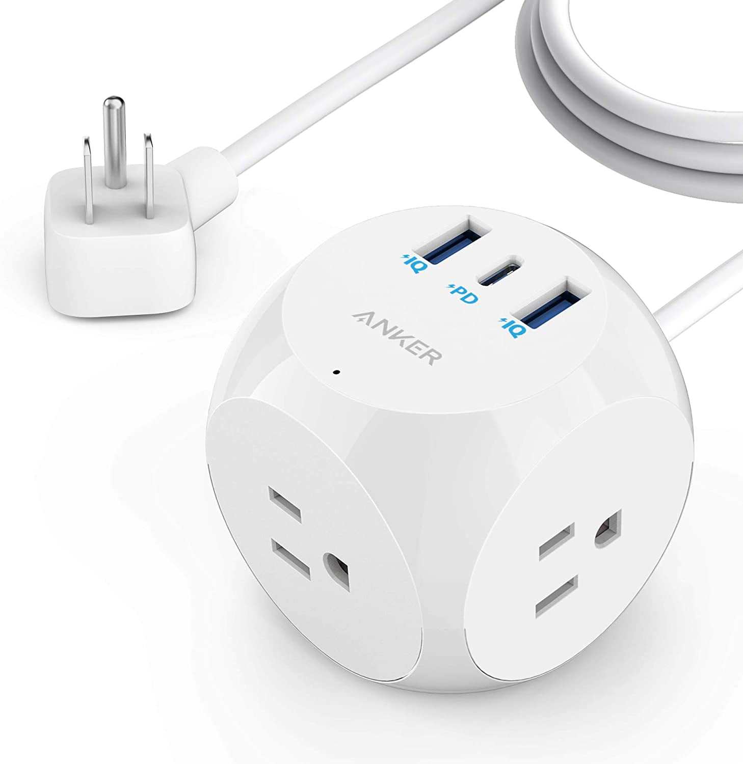 Cube Power Strip Compact Travel Portable 3 Outlet 3 Smart USB Charging Ports 