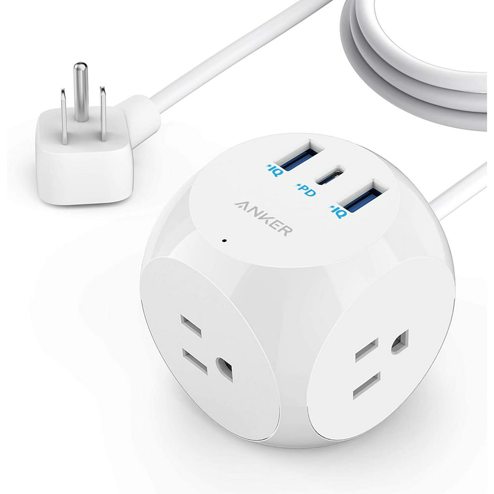 Anker Portable Power Strip Plug Cube with 30W USB-C Charging 3-Outlets