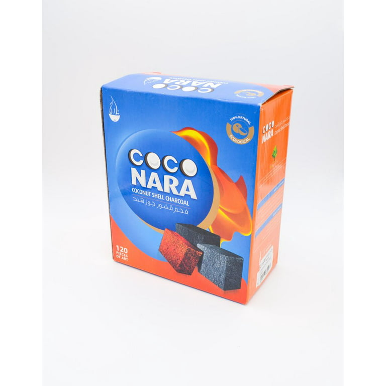  Coco Nara Hookah Shisha carbón natural, CN 120pcs - FLAT,  Paquete de 1, 1, 1 : Salud y Hogar