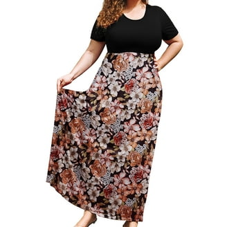Women's Casual Dresses Summer A Line Plus Size Knee Length Loose Fitting  Solid Black Funeral Dress with Pockets 26W - Walmart.com
