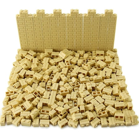 360 Pieces 1x2 Masonry Profile Bricks Building Blocks for Wall Parts and Pieces Diverse Bulk Toy Set Compatible with Major Brands (Tan)