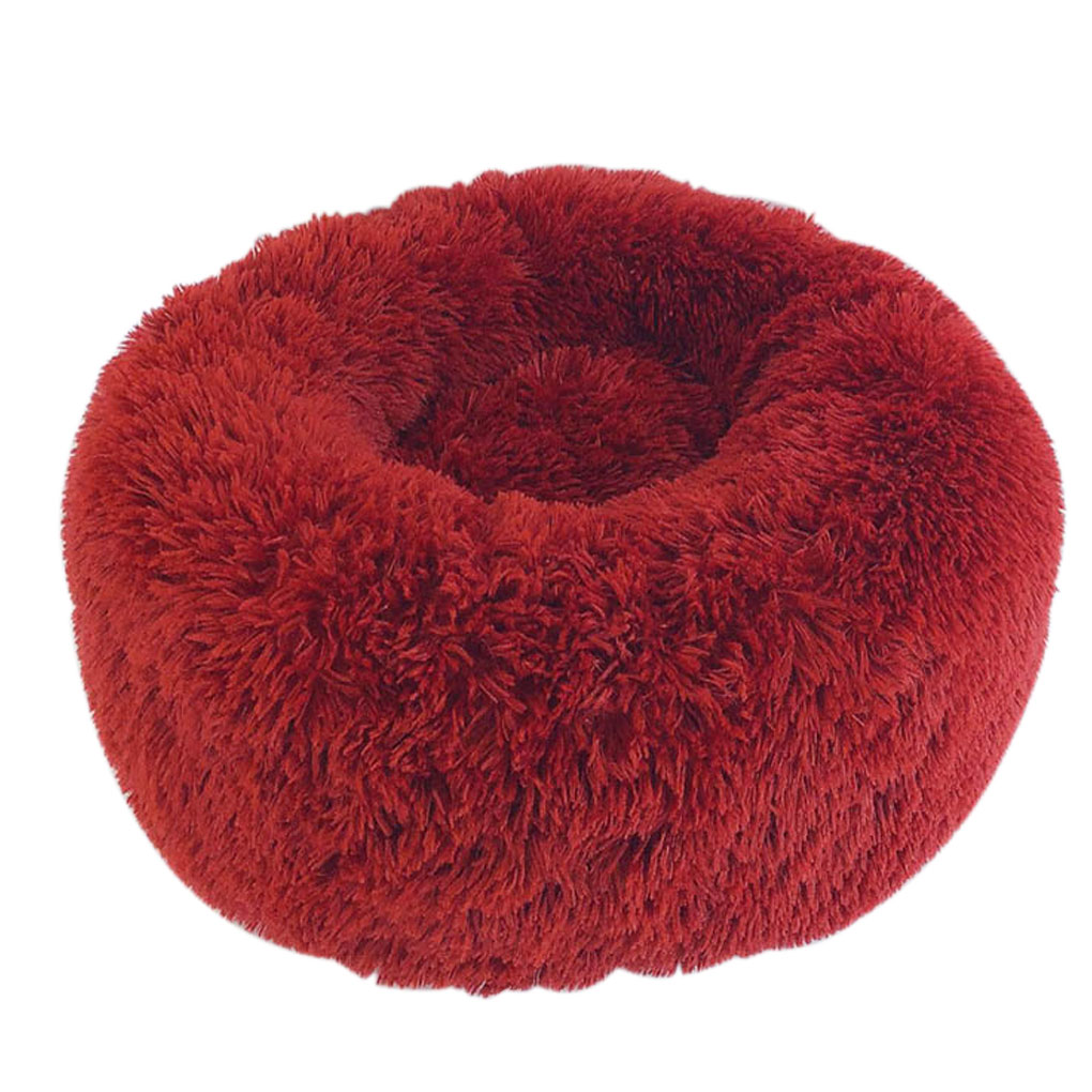 Pet Dog Cat Calming Bed Round Nest Warm Soft Plush ...