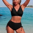 thumbnail image 7 of Warop Bikini Set for Women, V-Neck Solid Color Top with Side Tie Bottoms, Removable Padding without Underwire, Two Piece Swimsuit for Beach and Swimming, 7 of 7