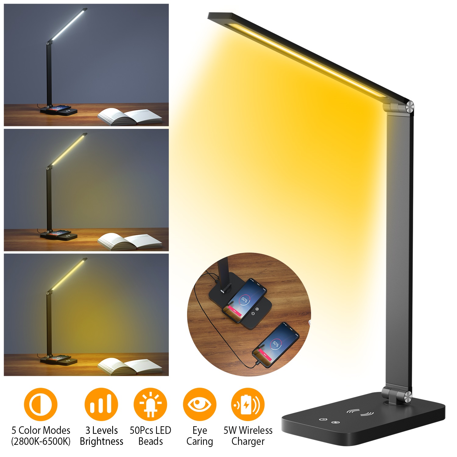 Dimmable Eye Caring Table Read Lamp, iMounTEK Foldable LED Desk Lamp