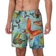 thumbnail image 2 of Gaeub Retro Seamless Flying Butterflies Mens Swim Trunks Stretch Beach Shorts Quick Dry for Men Swim Shorts Swimwear with Pockets- Large, 2 of 9