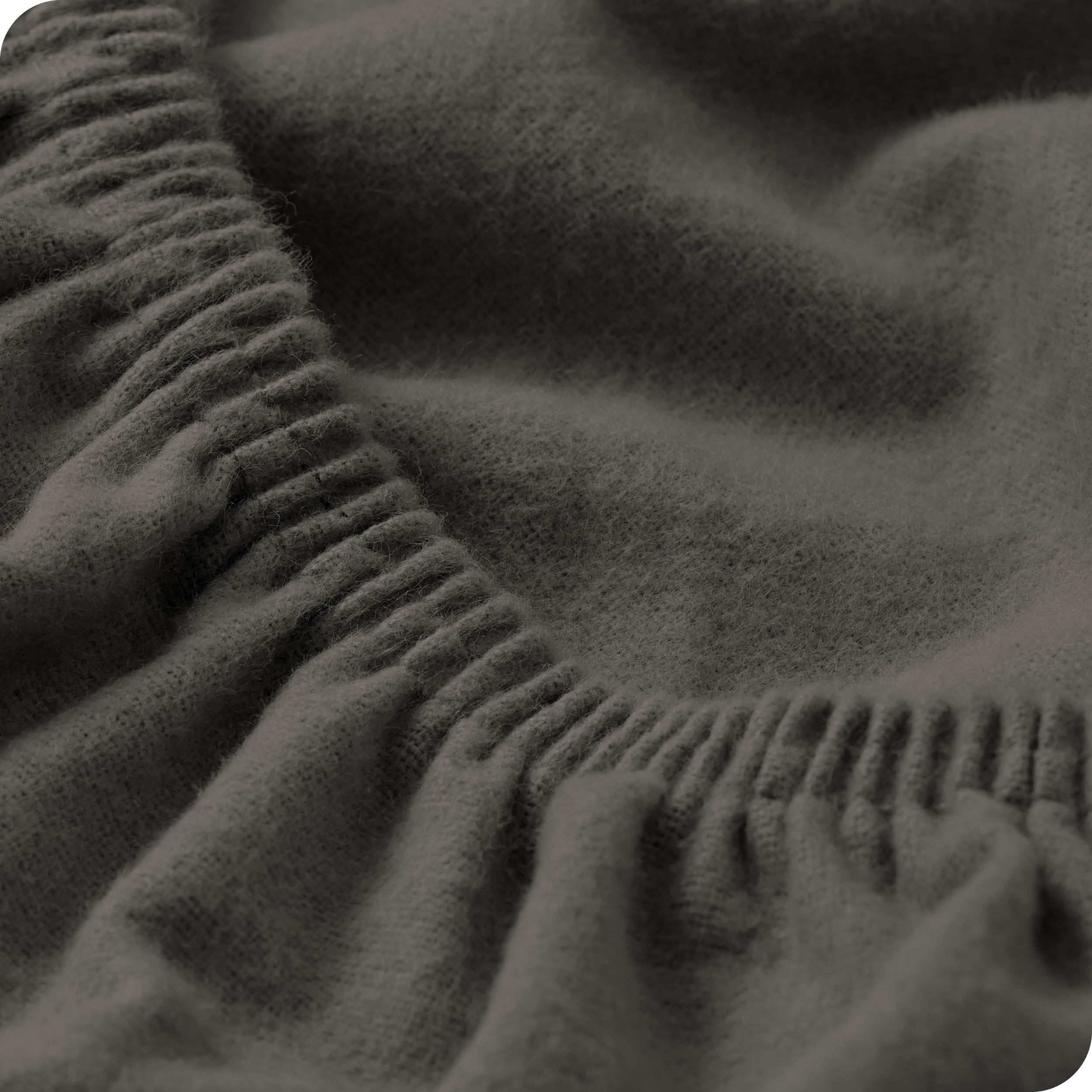 Bare Home Flannel Fitted Sheet, 100% Cotton, Heavyweight, Deep Pocket, Full XL, Gray