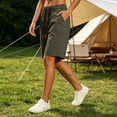 thumbnail image 6 of Tqcoqu Elastic Drawstring Waist Bermuda Shorts for Women,Loose Fit Summer Casual Shorts with Big Patch Pocket,Army Green Women's M-XXXXL, 6 of 7