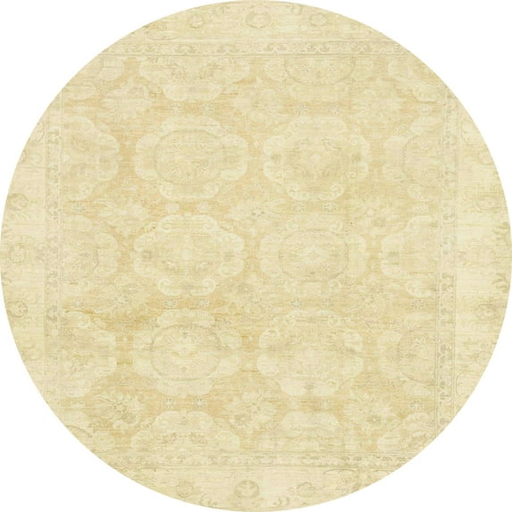 Ahgly Company Indoor Round Abstract Sun Yellow Oriental Area Rugs, 7' Round