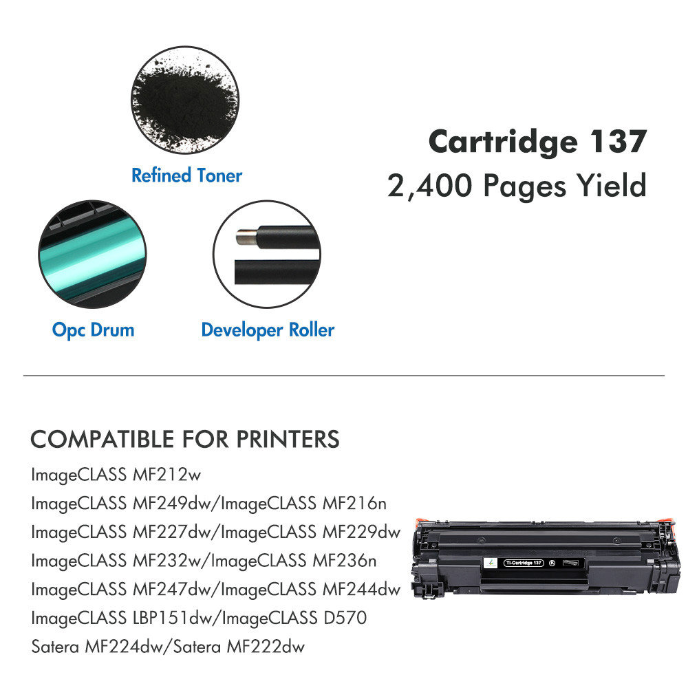 True Image Compatible Toner Cartridge for Canon 137 CRG137 ImageCLASS  MF232w MF236n MF212w MF216n MF217w MF244dw MF249dw MF227dw MF229dw LBP151dw  Laser Printer(Black 3-Pack)