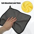 thumbnail image 3 of Motoforti Soft Absorbent Auto Care Car Cleaning Towels 12"x12" Coral Fleece Gray Yellow 12pcs, 3 of 7