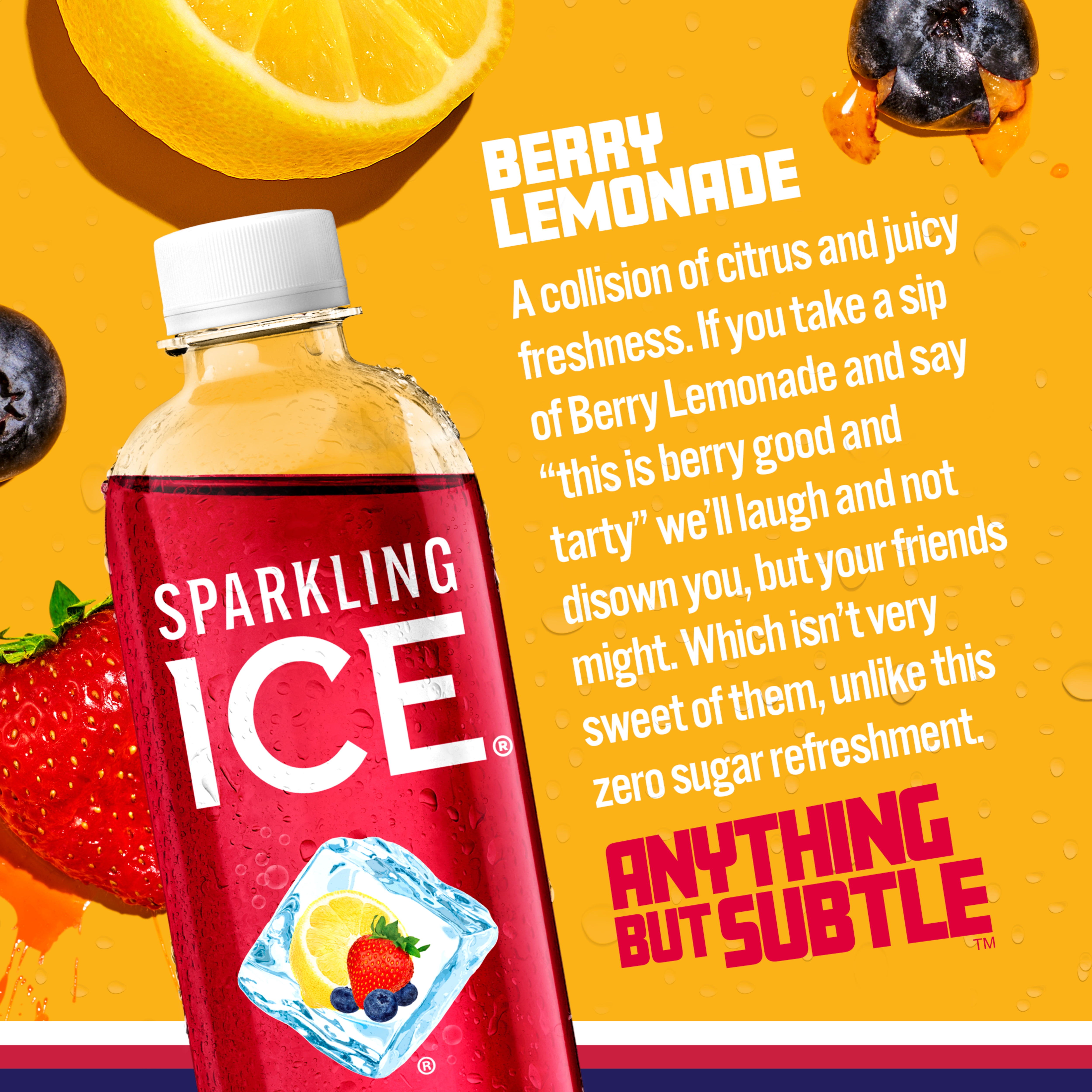 (5 pack) Sparkling Ice Zero Sugar Flavored Sparkling Water, Berry Lemonade 17 fl oz