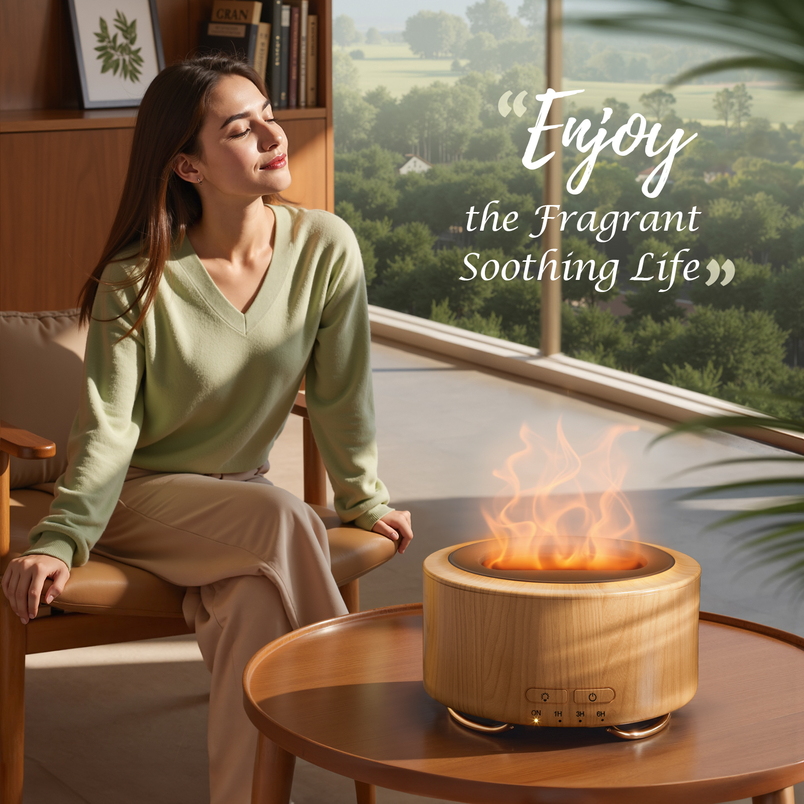 Noahstrong 500ml Essential Oil Diffuser with Flame Effect photo 5