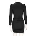 thumbnail image 7 of YUEVORA Dress for Women, Puff Sleeve Long Sleeve Bodycon Midi Dress, Slim Fit Vintage Style, Stretchy Casual Outfit for Office and Date Night, 7 of 7