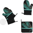 thumbnail image 6 of (Dragonfly Black) 4 Oven Mitts and Pot Holders Sets Farmhouse Kitchen Gloves for Cooking Grilling Baking BBQ Mushroom Pot Holders Cook Essentials Accessories, 6 of 6