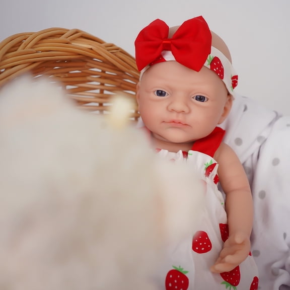 MYREBABY12" Full Silicone Baby Doll The Look Real Eyes Opening Baby Girl Full Soft Silicone Doll with Cute Clothes Feeding Accessories