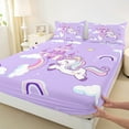 thumbnail image 3 of Homewish Cartoon Rainbow 3pcs Twin Sheet Sets For Kids Boys Girls,Kawaii Animal Unicorn Twin Fitted Sheet,Dreamy Princess Castle Breathable Flat Sheet,Microfiber Bedroom Decor, 3 of 7