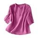 thumbnail image 5 of Camisetas para mujer,Camiseta de manga corta con cuello redondo para mujer, informal, de mezcla de algodón y lino, corte holgado para verano, sopatenor, 5 of 6