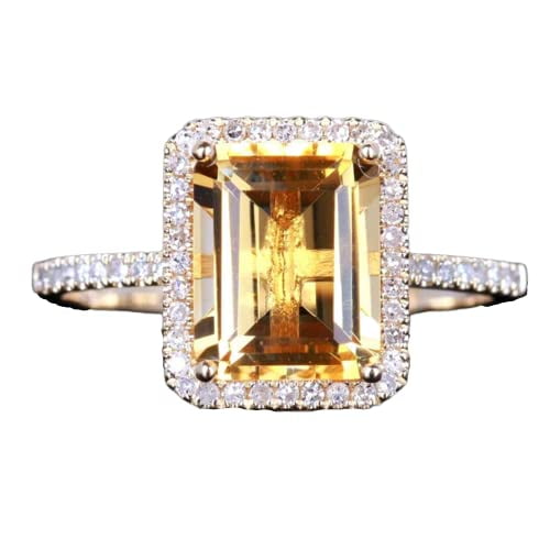 HeartsAndYou 1.5ct Natural Yellow Citrine Solitaire Engagement Ring 100% 14k SOLID White Gold