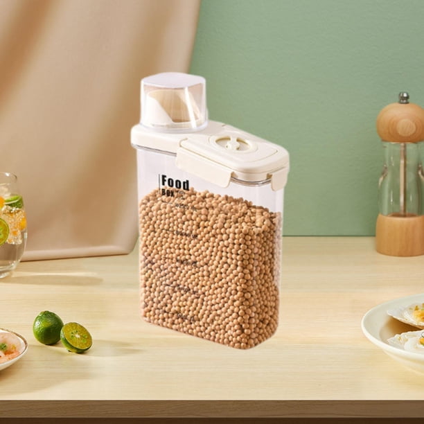 Contenedor de almacenamiento de arroz cubo de grano 2.8L con tanque transparente sellado a escala Caja de alimentos multipropósito para suministro de