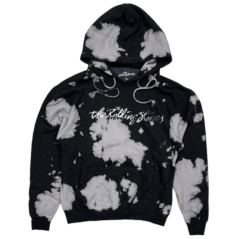 The Rolling Stones Men s Official Merch Tie Dye Vintage Wash Hoodie Sweatshirt X Large Black Grey Tie Dye