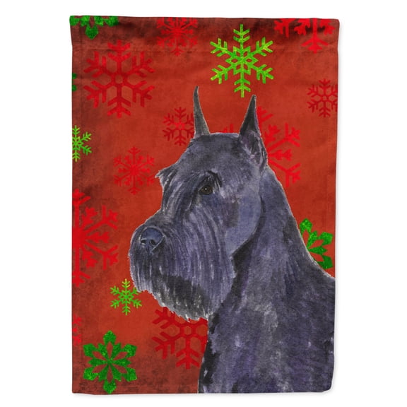 Carolines Treasures SS4730-FLAG-PARENT Schnauzer Red and Green Snowflakes Holiday Christmas Flag  multicolor