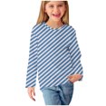thumbnail image 5 of Blczomt Girls Tshirts Fashion Long Sleeve Cute T Shirts Striped Print Crew Neck Pullover Blue Loose Girls' Tees, 5 of 5