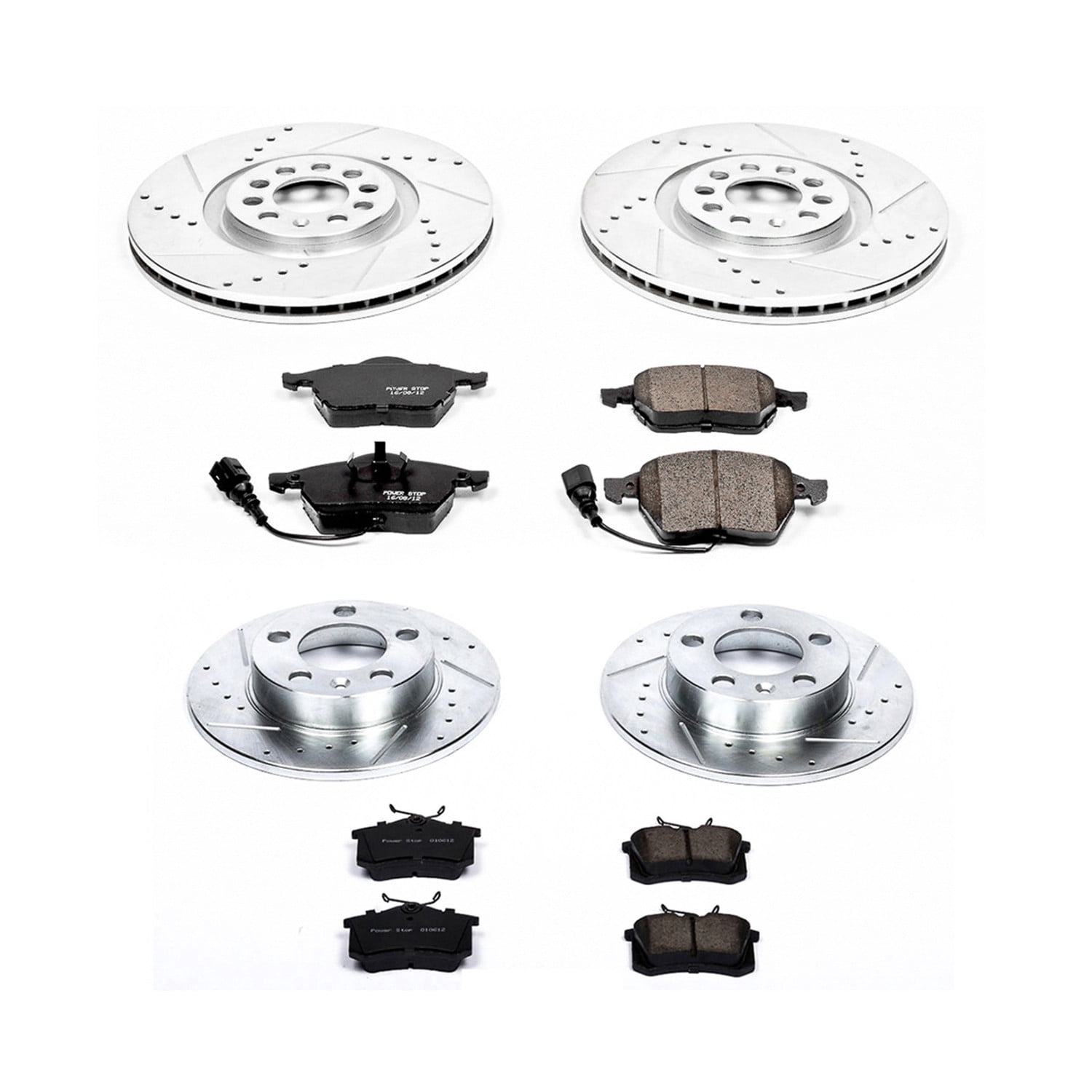 PowerStop Front and Rear Z23 Evolution Sport Carbon-Fiber Ceramic Brake Pad and Drilled & Slotted Rotor Kit Fits: AUDI Select Models K915