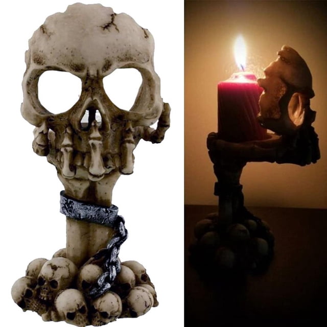 Oubit Skeleton Candle Holders,Halloween Decorations Horror Halloween Resin Candlestick Halloween Decorations Time-Tested Durability