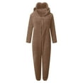 thumbnail image 4 of SUXIAN Cozy Hooded Pajamas with Eye and Cat Ears for Girls Winter Sleepwear Jumpsuit Pajamas for Girls Khaki 11-12 Years, 4 of 5