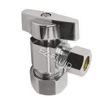 (1)EZ-Fluid Heavy Duty 1/2" Nom. (5/8" OD Comp) x 3/8" OD Comp Angle Stop Valve,1/4 Turn Handle,Chrome Brass Water Shut Off Ball Valve For Water Pipes,Bathroom,Kitchen