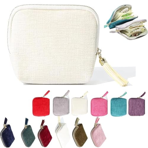 Travel Jewelry Case, Velvet Portable Jewelry Organizer Bag with Zipper, Compact Jewelry Storage Pouch for Necklaces Rings Earrings, Tangle-Free Travel Accessory