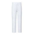 thumbnail image 6 of GrmtClth Linen Blend 2 Piece Suits For Men Button Down Long Sleeve Overshirt Elastic Drawstring Waist Straight Pants Side Pockets Beach Casual Matching Outfit White XL, 6 of 7