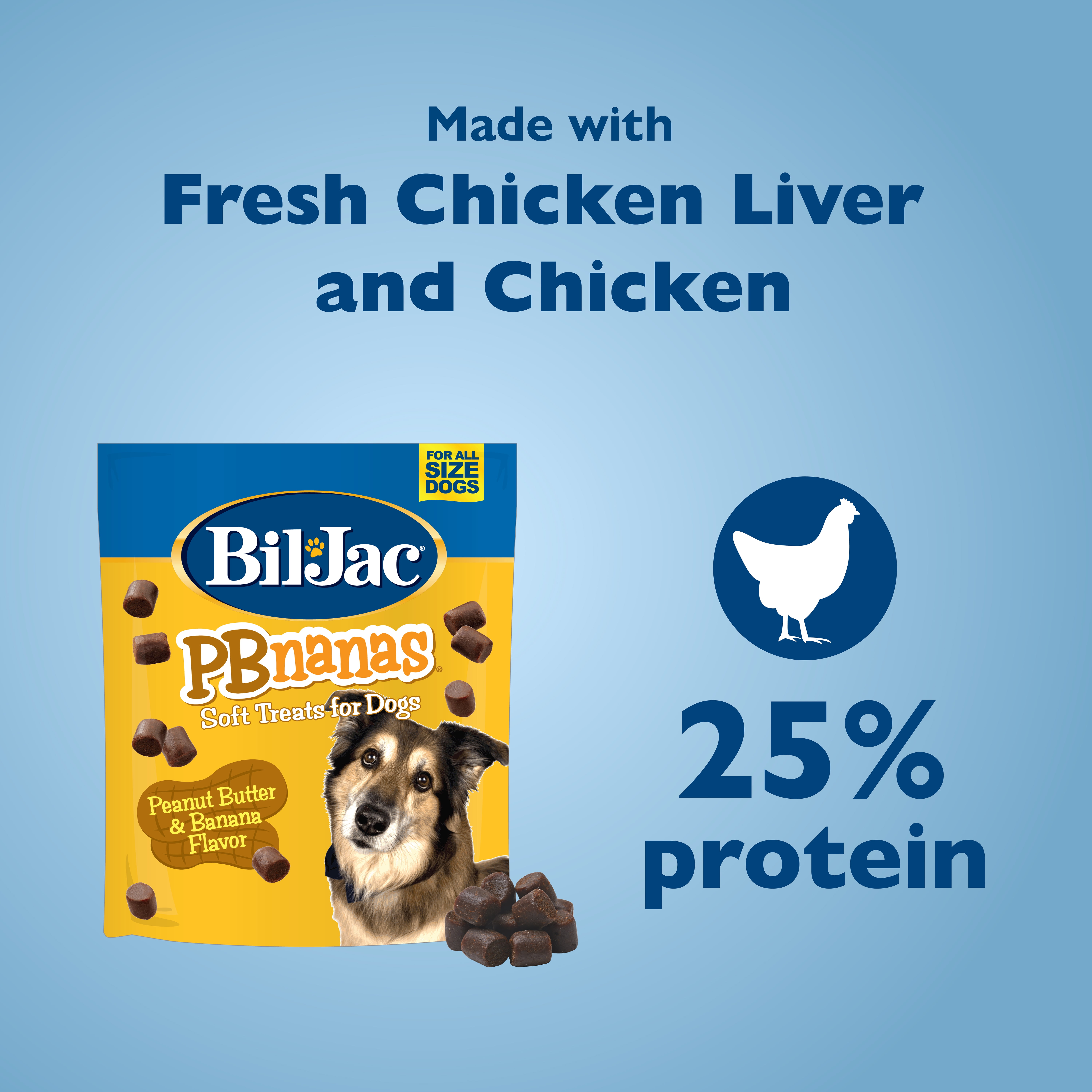 Bil-Jac, Dog Treats, PB-Nanas 4 oz, Soft & Moist for Dogs