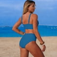 thumbnail image 4 of Solid Color High Waist Bikini Two Piece Swimwear Tankini With Control 3 Piece Swimsuits for Women with Cover up Racing Swimsuit Women plus Exposure Suit L Swim Suit with Shorts Swim Suit Tops for, 4 of 5