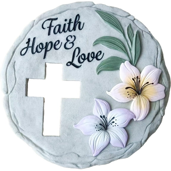 FAITH HOPE LOVE STEP STONE / DECORATIVE WALL PLAQUE
