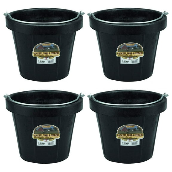 YfulYde 12-Quart Flexible All-Purpose Rubber Bucket Pail with Steel Handle (4 Pack)