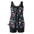 thumbnail image 5 of CALAFEBILA Two Piece Juniors Swimswear Modest Tankini Pleated Summer Floral Print Bathing Suits, 5 of 6