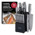 thumbnail image 1 of Juego de Cuchillos de Cocina COOKIFY 15 Piezas. Acero Inoxidable con Base Organizadora, Tijeras y Afilador .Color Negro/Plateado, 1 of 6