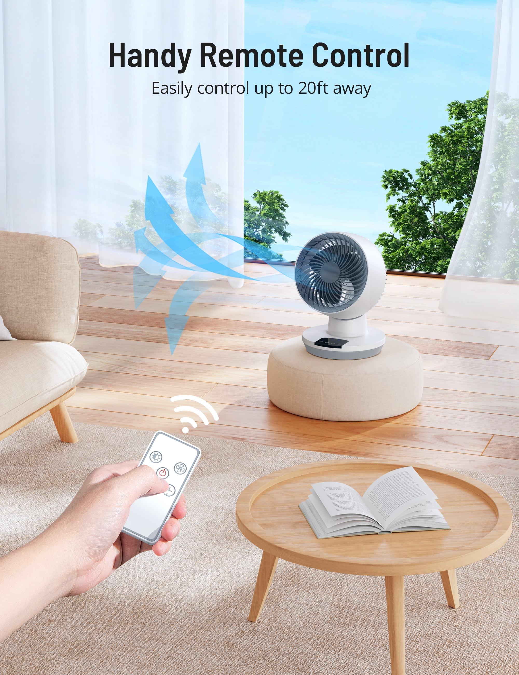 Taotronics Desk Fans for Home, Quiet Air Circulator Fans, 90°+70° Oscillating Fan with Remote, Fan for Home, Dorm